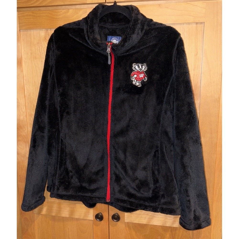 Wisconsin Badgers Sherpa Fleece Full-Zip Jacket Black/Red Women's Sz XXL
